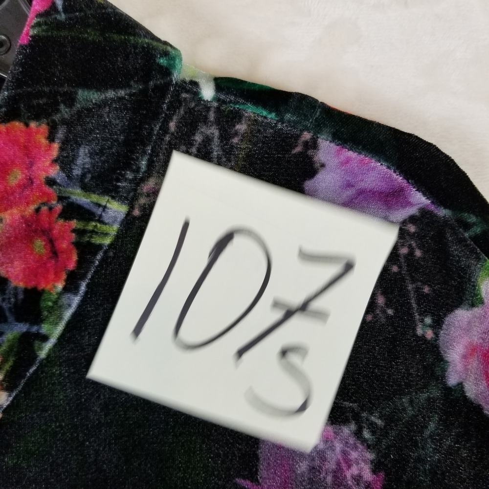 Soft Surroundings Velvet Button Down Women‎ 3X Black Floral Botanical Stretch - Picture 7 of 7